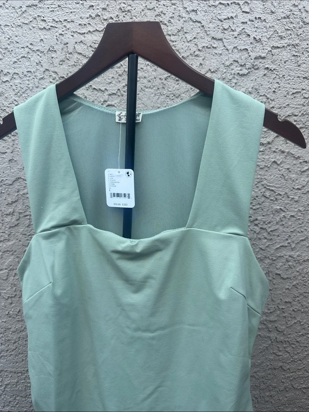 Free People She So Sleek Sage Square-Neck Bodysuit